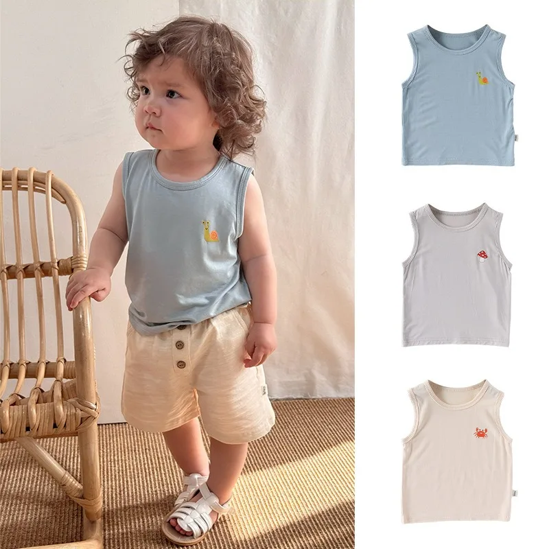 

Baby Clothes Summer Baby Sleeveless T-shirt Boys Girls Costume Modal Cotton Breathable Vest Outfits Infant Casual Tshirt Clothes