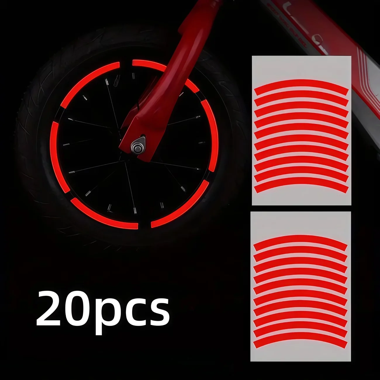 20-Piece Reflective Safety Warning Stickers, High Visibility, Easy Installation, Durable, for Cars, Motorcycles, Backpacks
