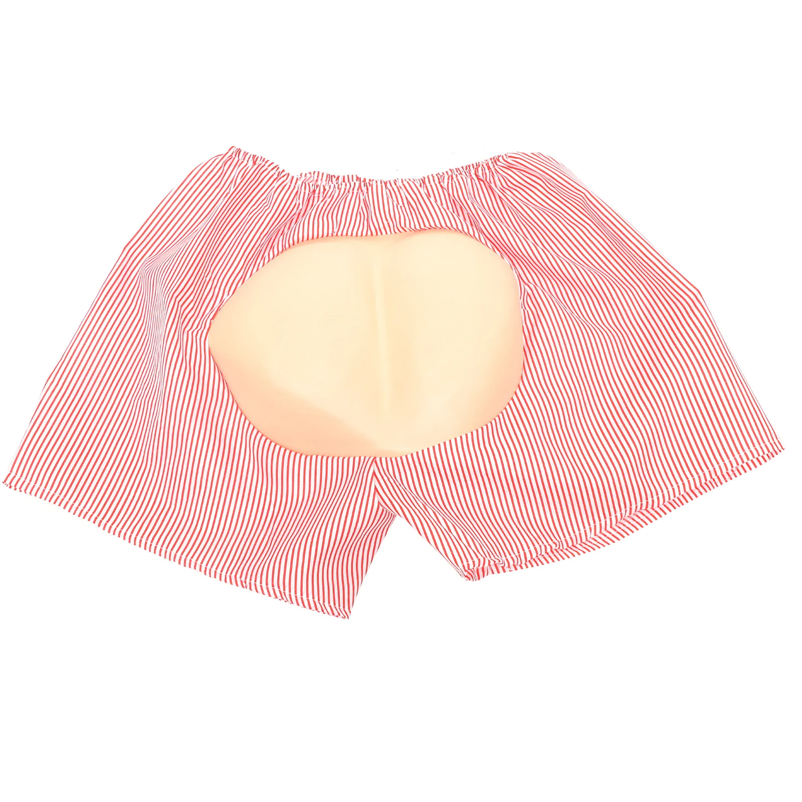 EVA Butt Kostüm Shorts Erwachsene Lustige Mooning Print Hose für Halloween Party Hose Rot Weiß Gestreiftes Design
