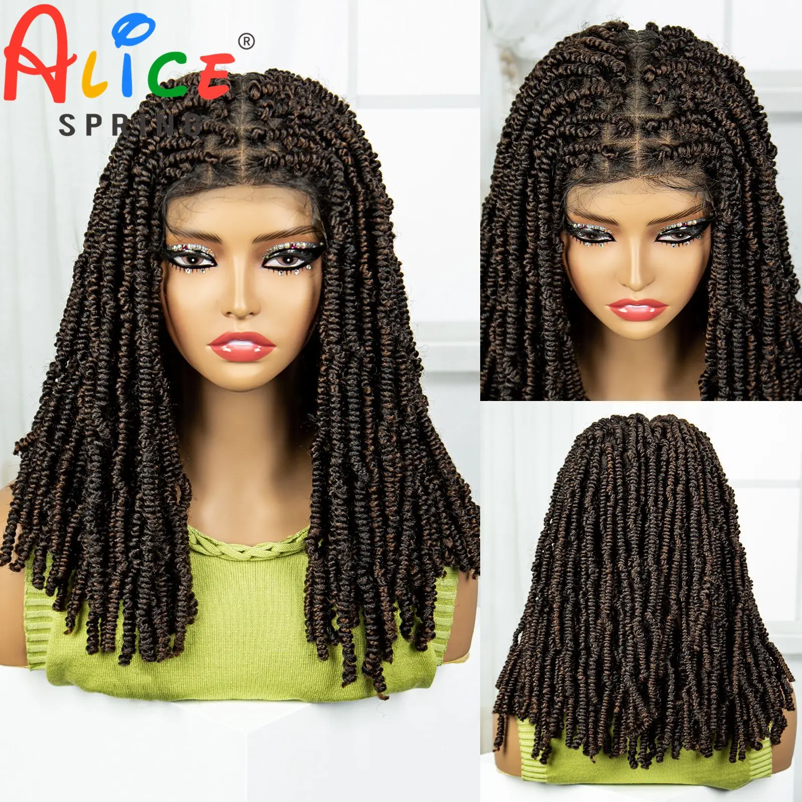 Synthetic Passion Twist Braids Wig for Black Women Wig Full Lace Spring Twist Braided Wigs Kontless Box Crochet Braided Lace Wig