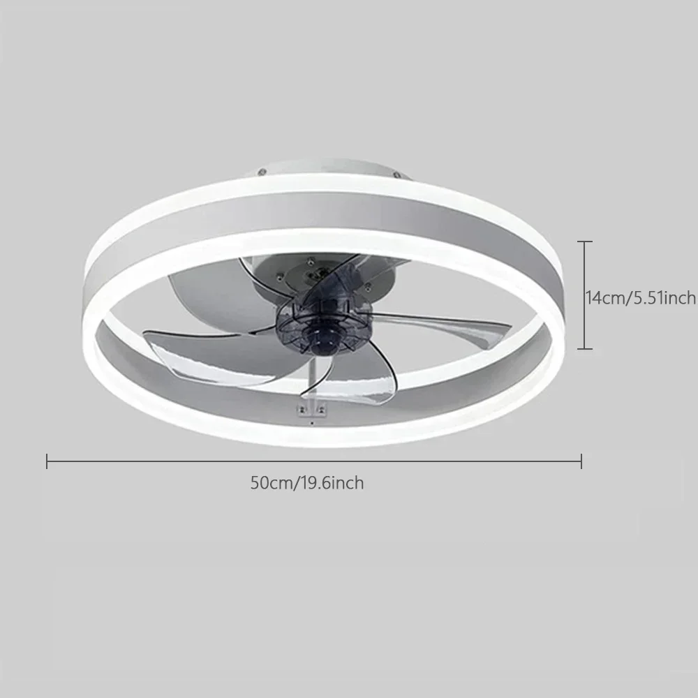 Imagem -06 - Led Ventilador de Teto com Controle Remoto Luz Moderna Piso Baixo Loft dc Motor 6-velocidade Timing Casa Decorativa 50cm