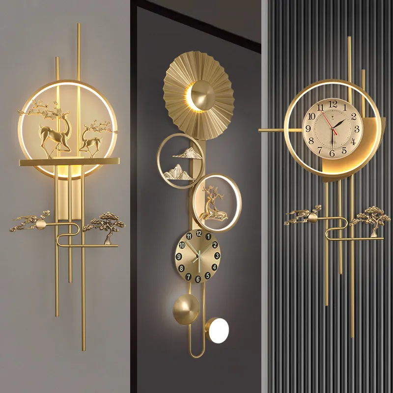 Metal Fashion Wall Clock Night Light Designer Living Room Digital Wall Clock Aesthetic Art Relojes De Pared Home Decor Items