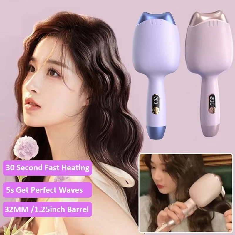 

32MM Professional Hair Curler Ceramic Curling Iron Big Wave Deep Wavy Splint Egg Rolls Electric Fast Automatic Hair Roller iron