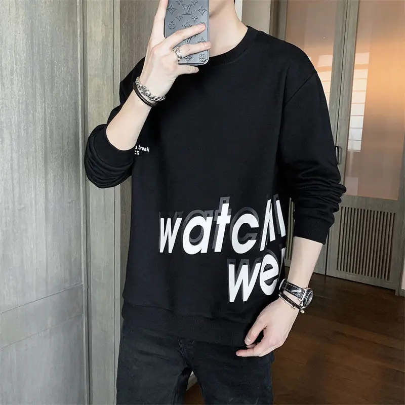 

photos of men's sweater spring and autumn 2021 loose fashion brand ins round neck hoodless youth men's clothing autumn clothes