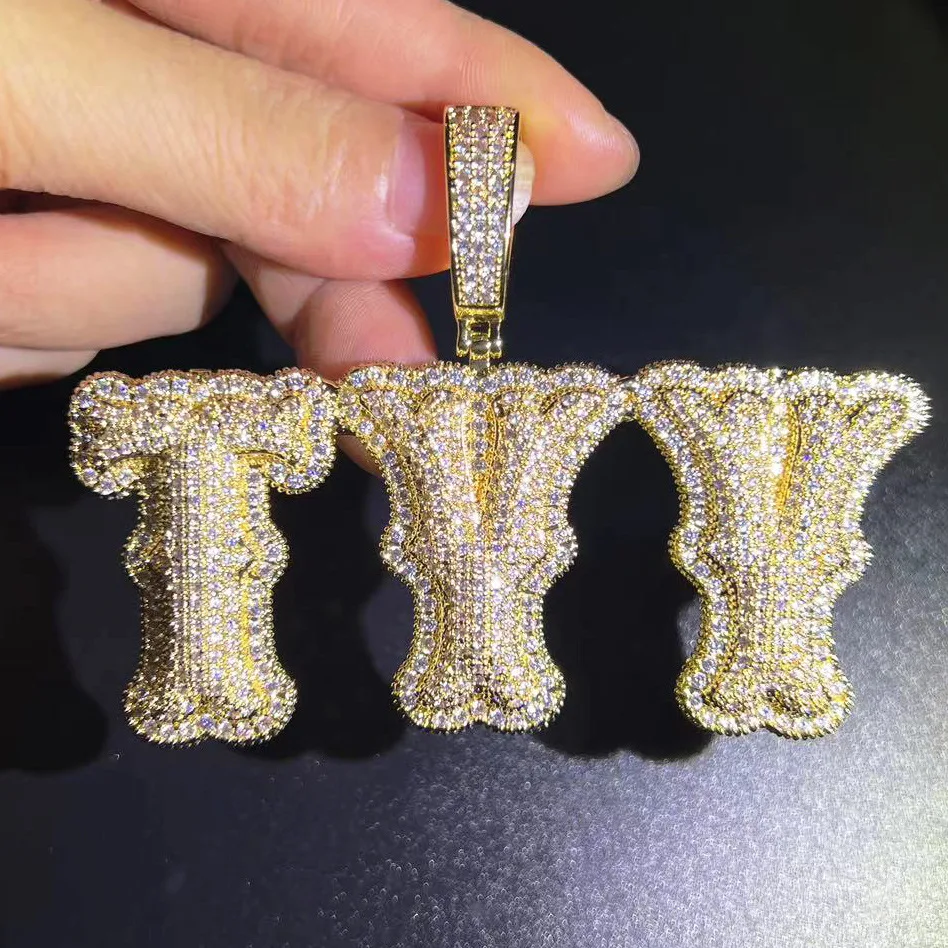 New Double Color Customized Letters Name Pendant Personalized font Necklace Zircon Iced Out Letters Necklaces For Men Women Hi