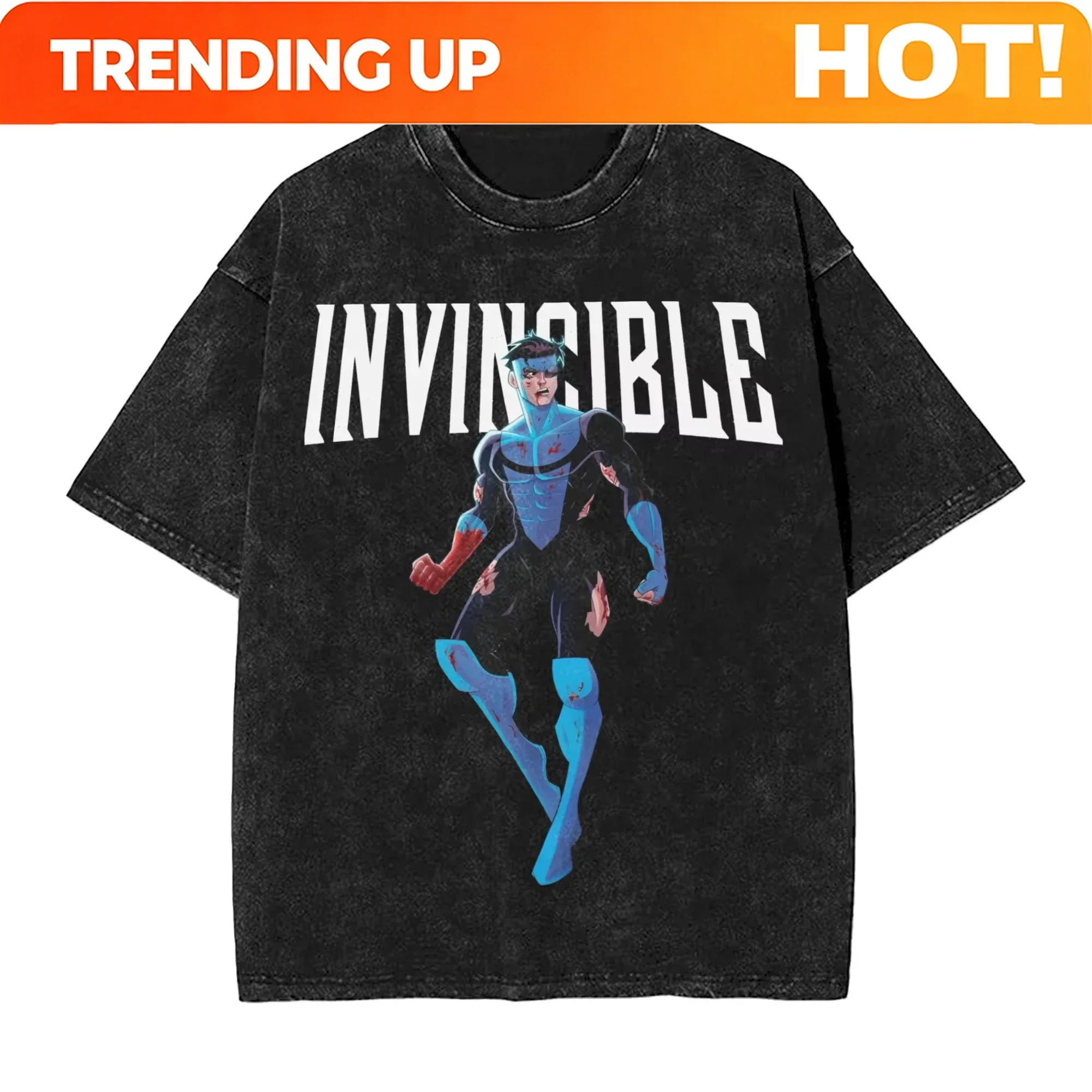 Customization Mark Grayson Invincible Graphic T-Shirt Manga Print T-shirt Washed Oversized T Shirt Men Women Clothing Short Slee