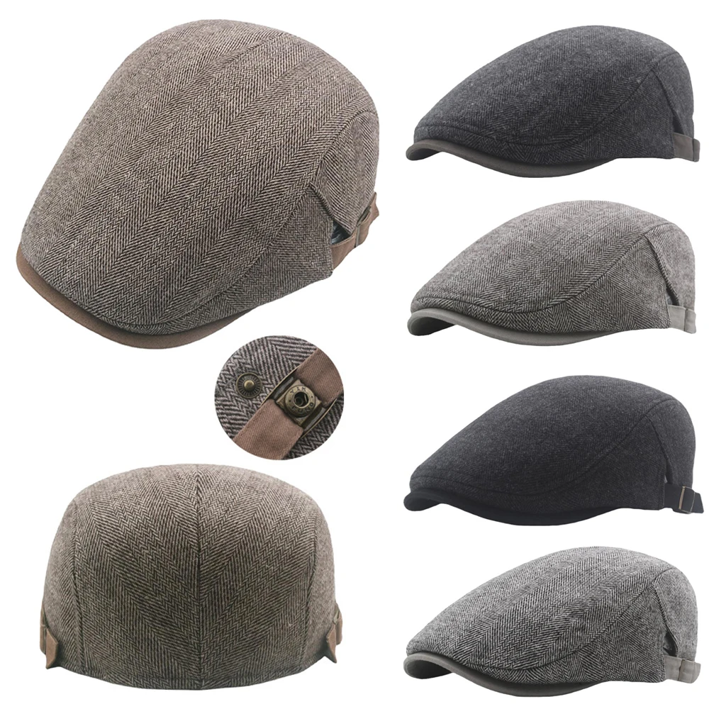 Oldman Dad Newsboy Caps Peaked Cap Beret British Style The Waiter Cap Forward Cap Retro Solid Driver Casual Soft Men Flat Cap