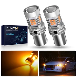 AUXITO 2Pcs BA15S BAU15S 1156 LED Bulb T20 7440 W21W WY21W LED Turn Signal Canbus No Hyper Flash Amber P21W PY21W Light Bulbs