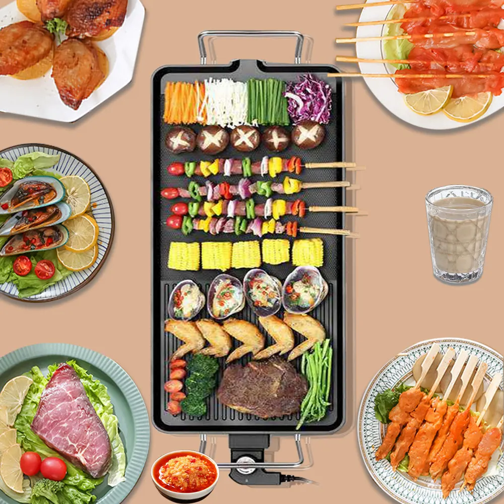 Grille elektryczne Pan koreański BBQ Wok urządzenie do grillowania grillowane mięso pieczenie regulacja temperatury płyta grzewcza Home Grill na