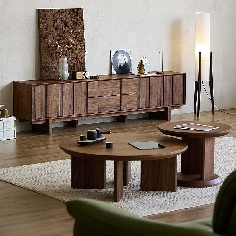 

Solid wood round coffee table special-shaped side table living room household small apartment homestay simple modern