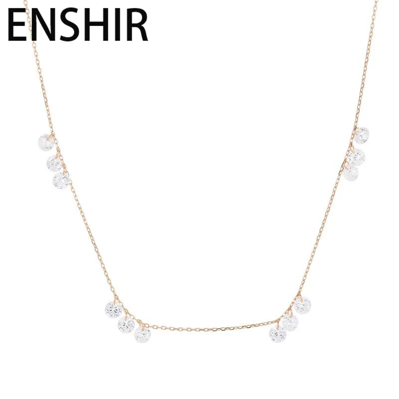 ENSHIR Three Zircon Pendant Necklace For Women Simple Elegant Temperament Noble French Jewelry Gifts Party Wholesale