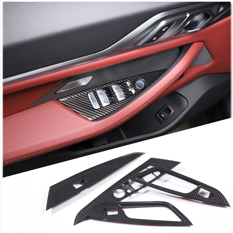 

Car Window Glass Lifting Button Decorative Frame Cover Door Armrest Panel Trim Interior For BMW 4 Series G22 G23 G26 2020-2024