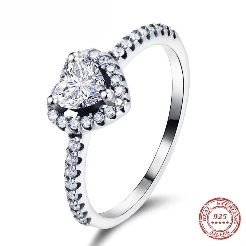 

Exquisite 925 Sterling Silver Vintage Hearts AAA Clear CZ Finger Rings for Women Luxury Wedding Statement Jewelry Bijoux