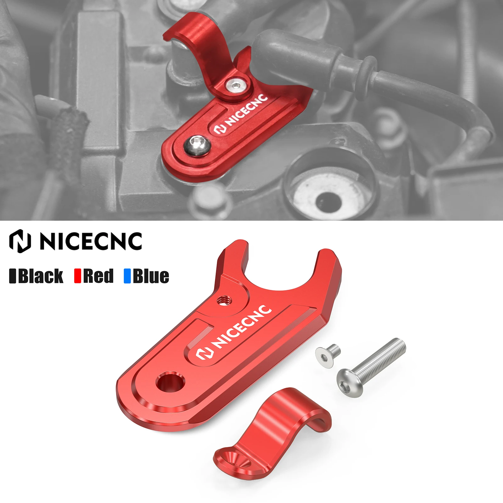 

NICECNC YFZ 450R Spark Plug Boot Hold Down For Yamaha YFZ450R SE 2009-2025 YFZ450X 2S2-11190-21-00 T6-6061-Aluminum