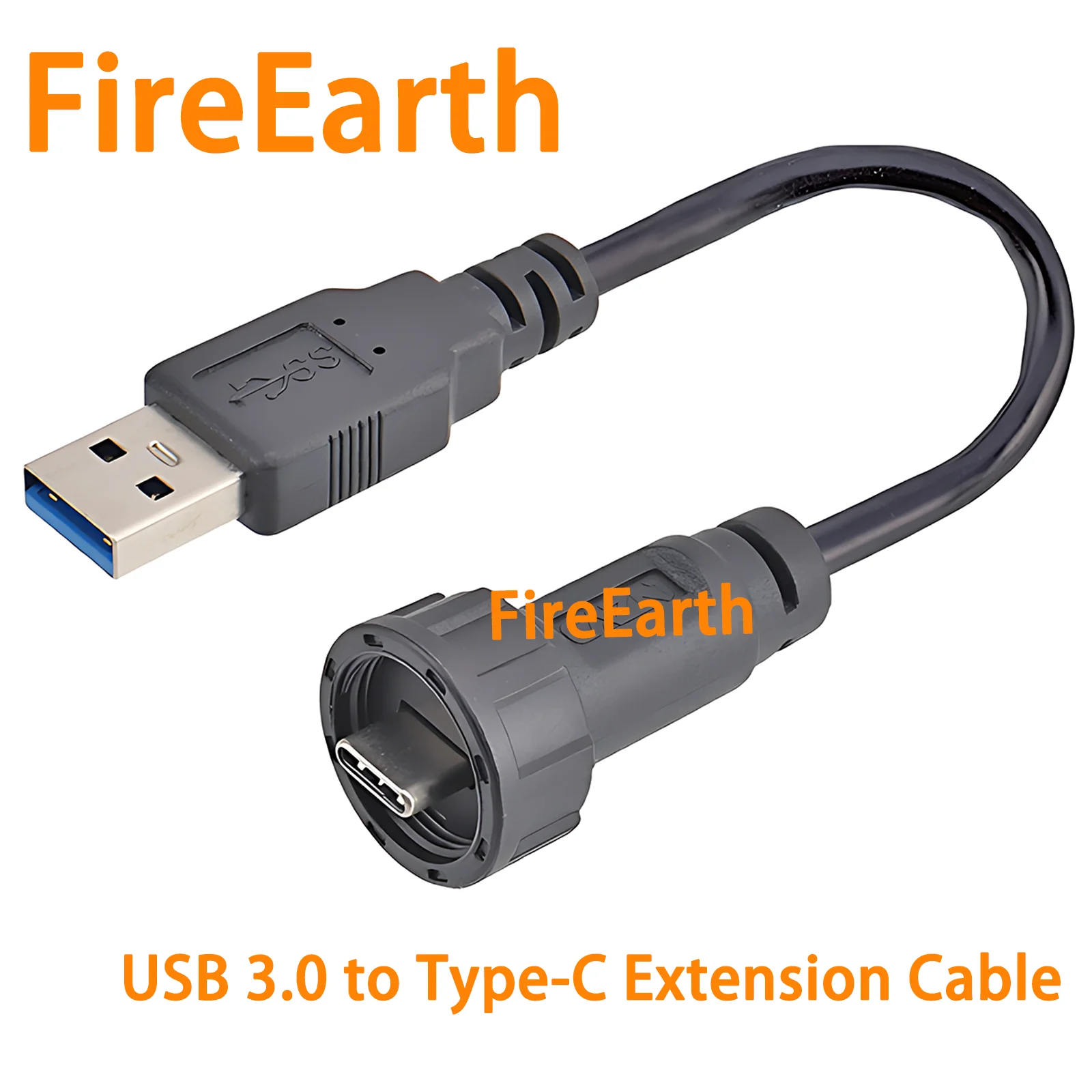 

Waterproof Type-C to USB 3.0 Extension Cable Threaded Female-to-Female Front-of-Board Socket Connector for Electronic Devices
