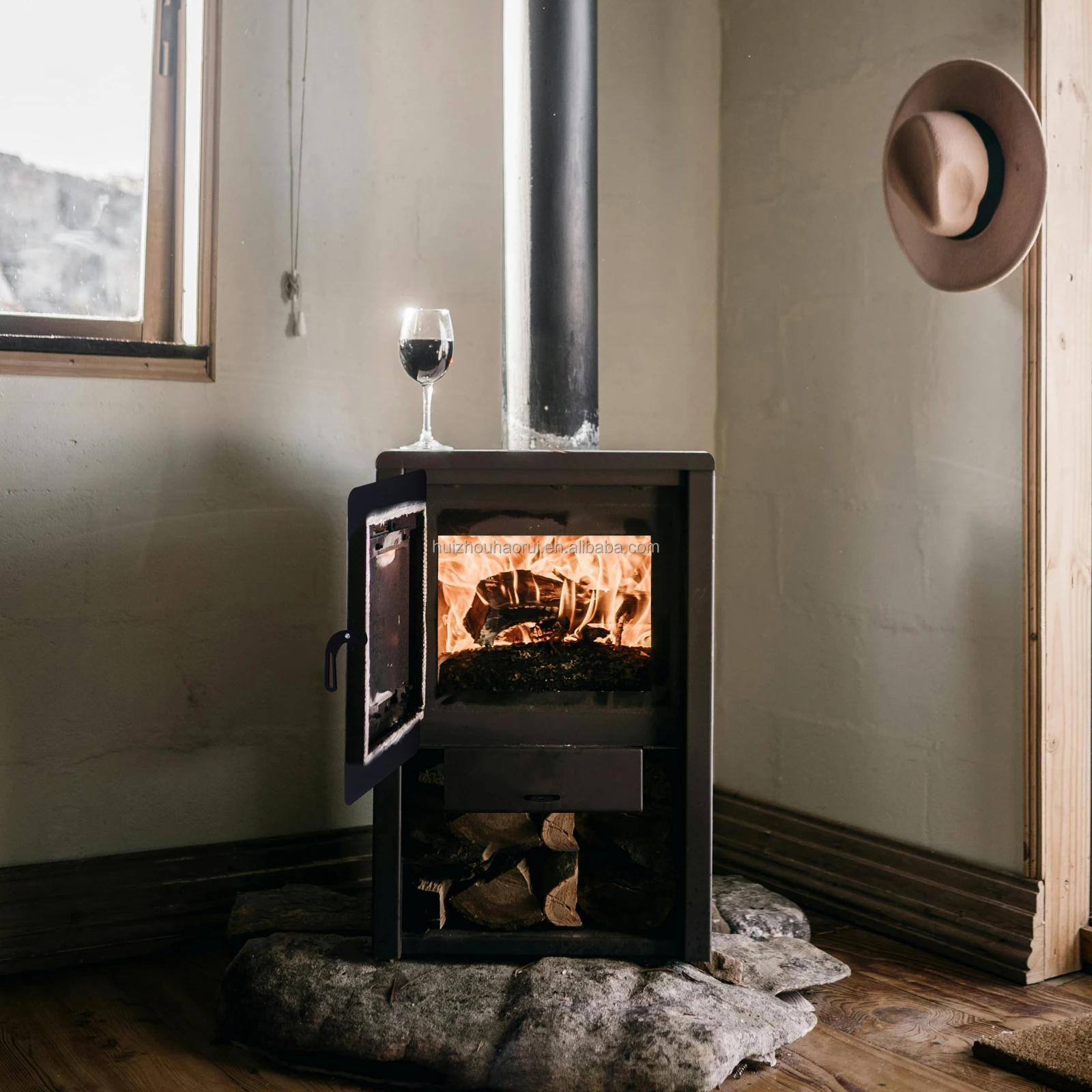 Cast Iron Smokeless Modern Indoor Freestanding Firewood Fireplace Wood Burning Stove Fire Heater For Home Use