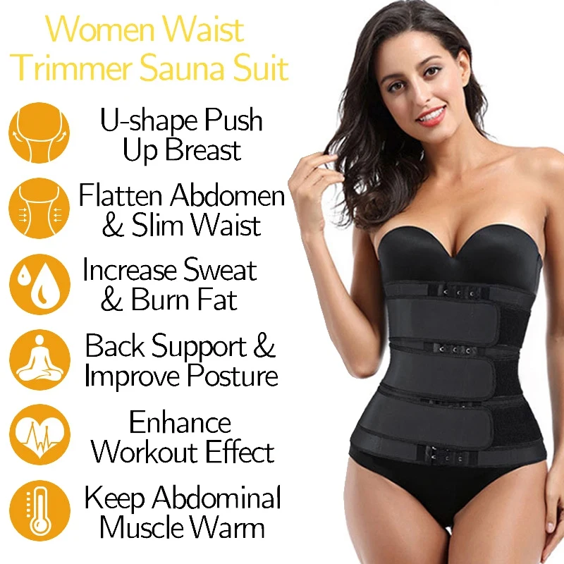 Hot Sweat Waist Slimming Fine-Tuning Zipper Belt Body Shaping Machine Weight Loss Exercise Belt Large Size