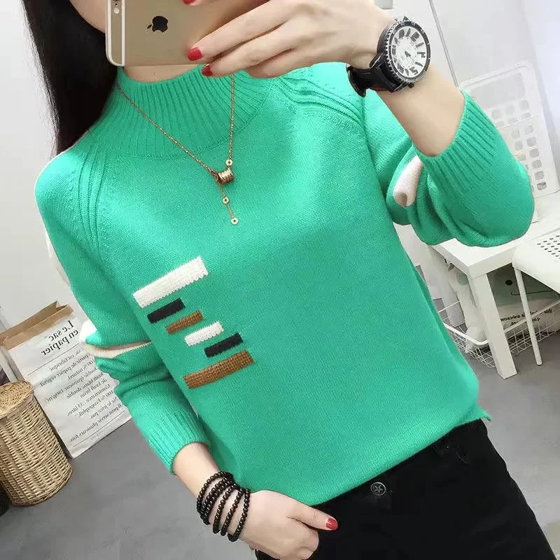 Women Sweater Autumn Winter Turtleneck Warm Knitwear Korean Casual Solid Bottoming Shirt Fashion Knit Pullovers Brown Sweater