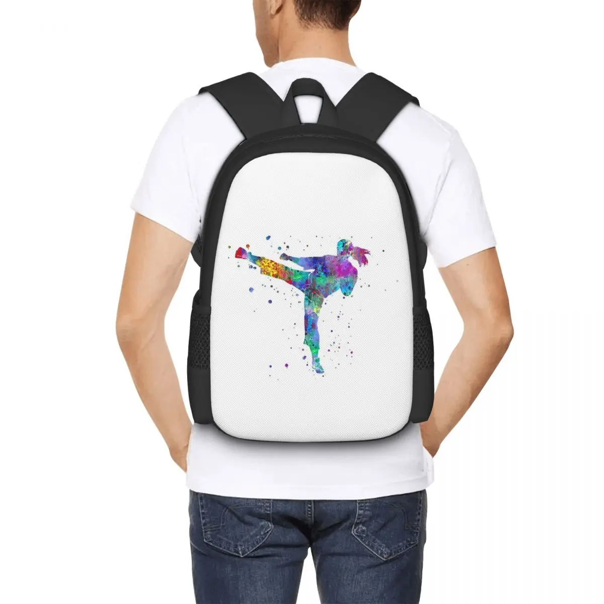 Karate Fighter Girl Backpack Hot Sale Daypack Large Capacity Boys Girls BookBag School Bag Shoulder Bags for Men Women