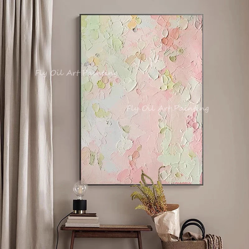 

Pink Grey Canvas Gift Decoration Picture Abstract Large Size 100% Handpainted oil painting for office living room decoration