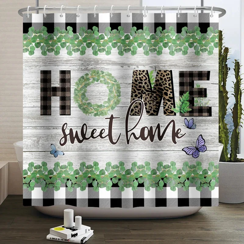 

ZYJ01Sweet домашняя занавеска для душа с осенними цветами, черно-белая клетчатая занавеска в стиле буйвола в стиле ретро, деревенский фермерский дом, современная занавеска для ванной комнаты7Dc