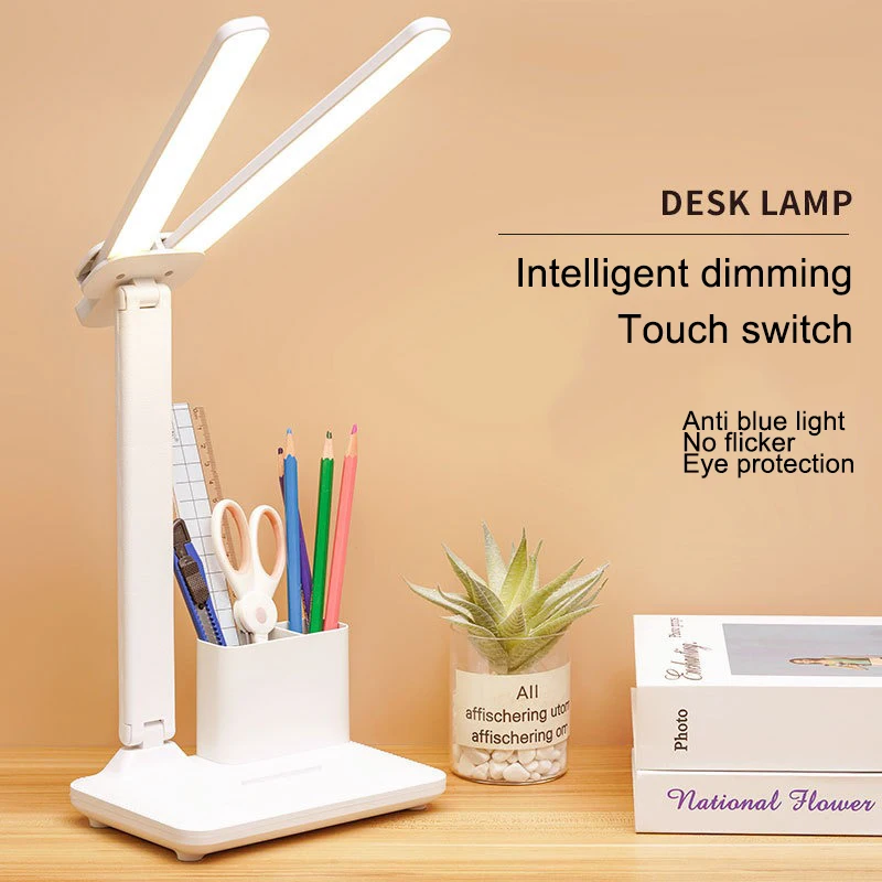 Patent LED Reading Desk Lamp Intelligent Dimming Table Lamp Eye Protection Soft Lighting Anti-Blue Light Plug in AC110-220V