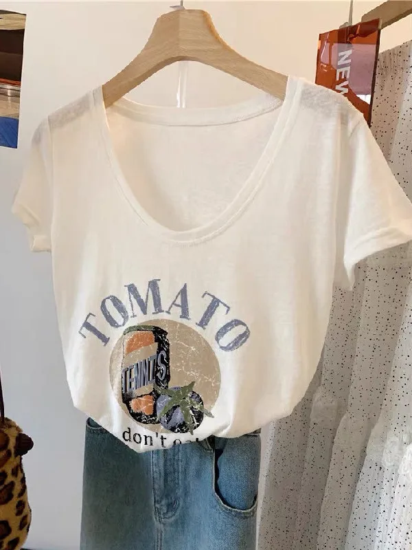 

plus Size Women's V-Neck Short Sleeve T-Shirt Lightweight Casual Loose Fit Summer Top Transparent Feeling Breathable Cotton