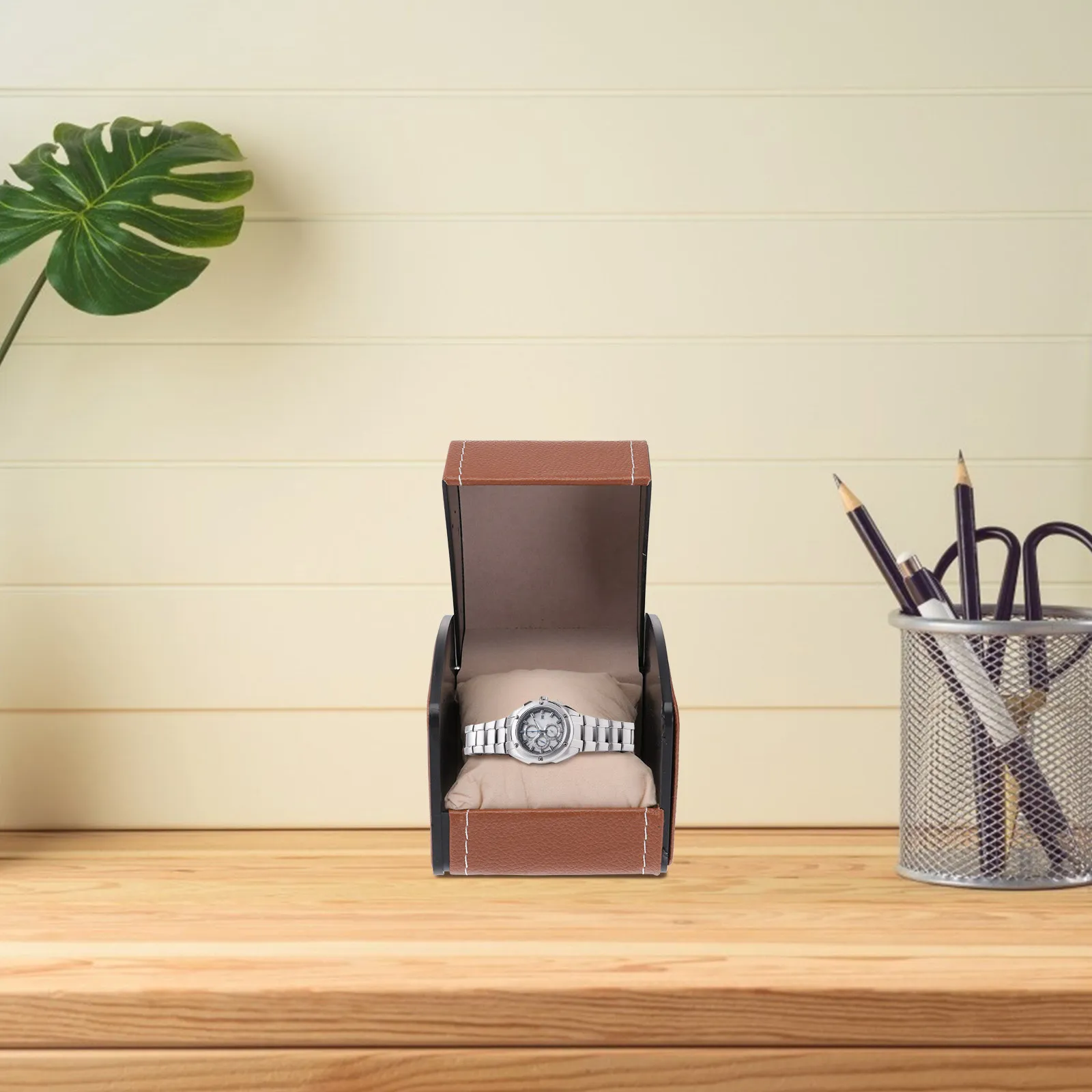 

Gift Box For Watch Jewelry Storage Pu Square Case Coffee Color Durable Organizer Watch Box Jewelry Case