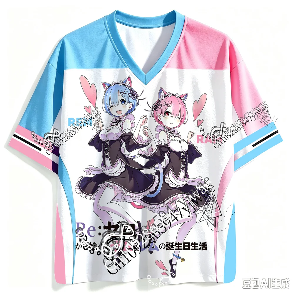Re: ZERO Starting Life In Another World Rem&Ram 3d Graphic Printed Jersey Anime Fans Tee Summer Men Women Beach T-Shirts Top