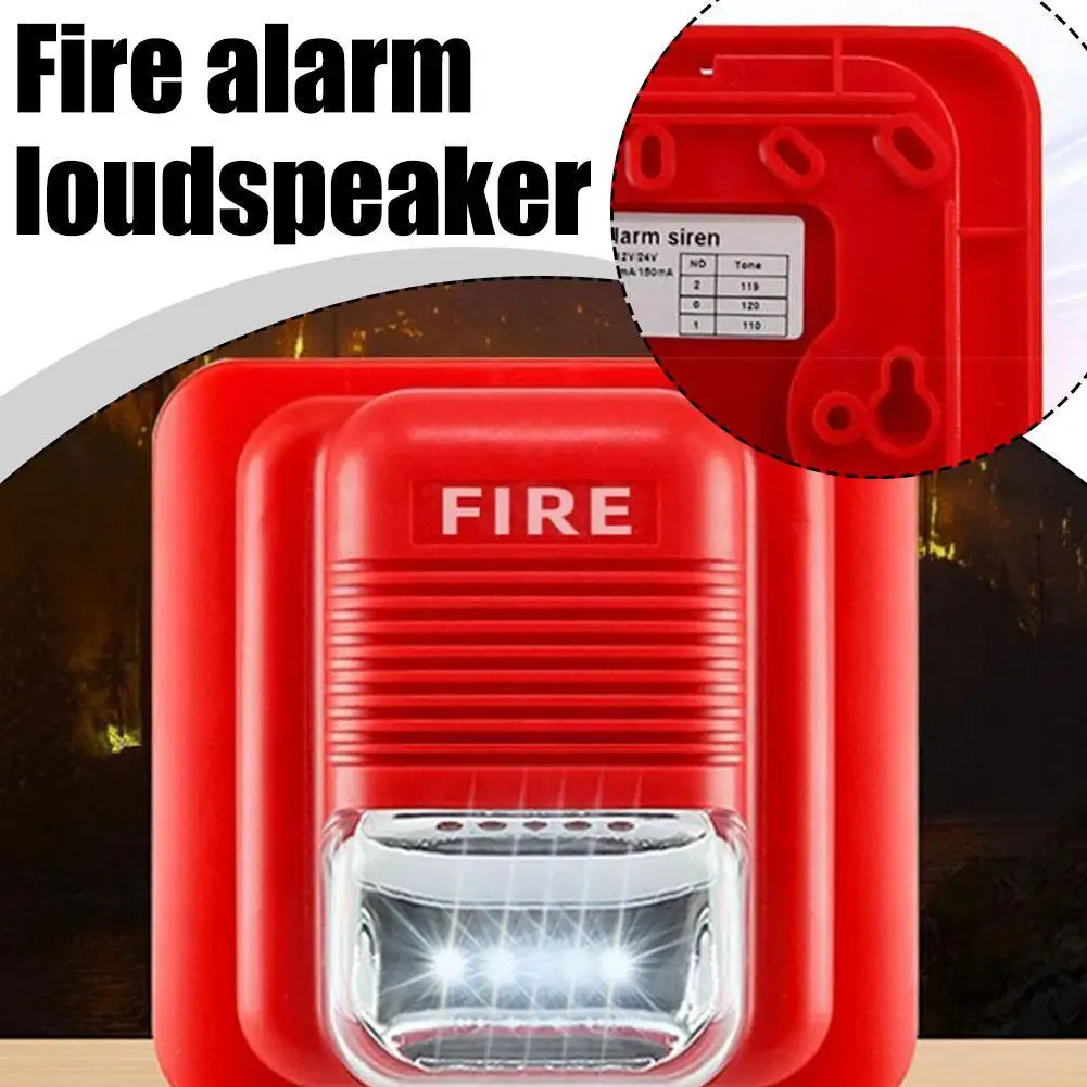 1pc Sound And Light Alarm Wired Low-power High Decibel Fire Loudspeaker 24V Home Safety Equipment Acousto-optic Alarm