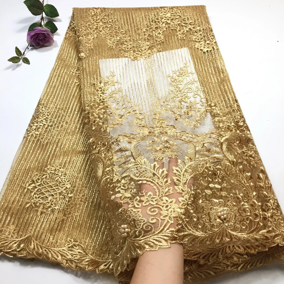 Nigerian Lace Fabric 5 Yards African Lace Fabric 2024 Latest High Quality French Lace Fabric for Women Wedding Dresses M1932