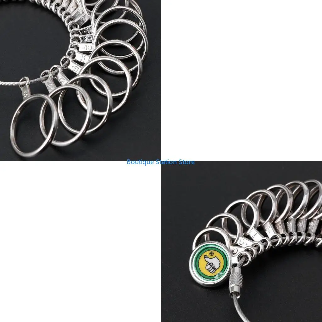 

Y55F Jewelry Ring Sizers Gauge Tool Ring Metal Ring Finger Measuring Ring Tool