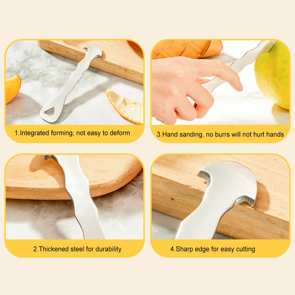 Ergonomic Stainless Steel Citrus Peeler Perfect Tool for Slicing Oranges Lemons Limes and Grapefruits with Comfortable Grip