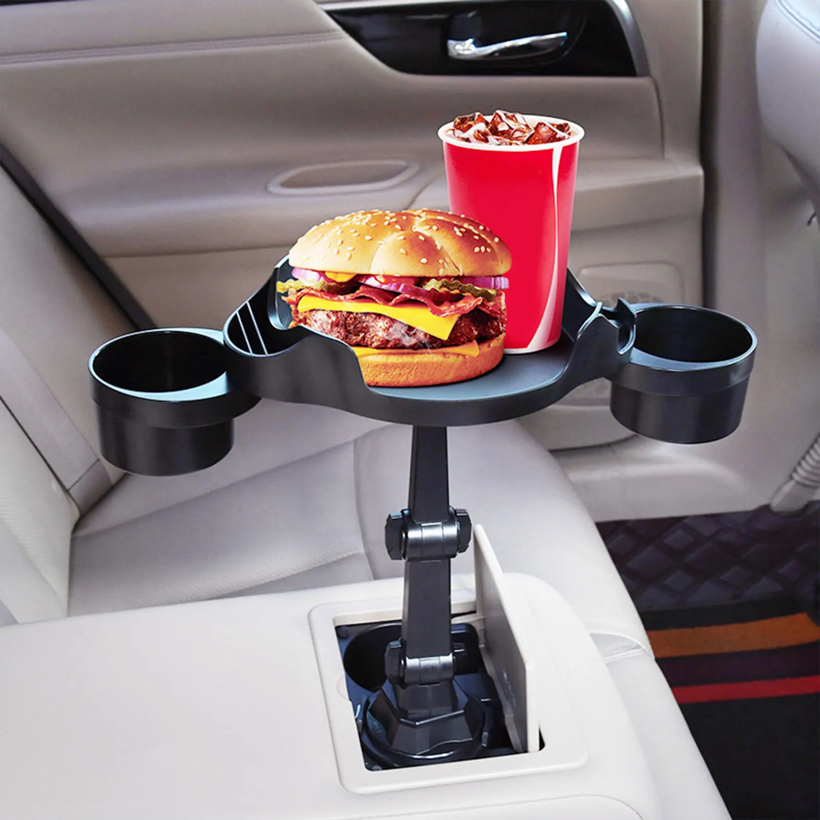 

Universal Car Cup Holder Tray Adjustable Car Meal Tray Table Mobile Phone Holder Mount 360° Swivel Arm Expanded Food Table Desk