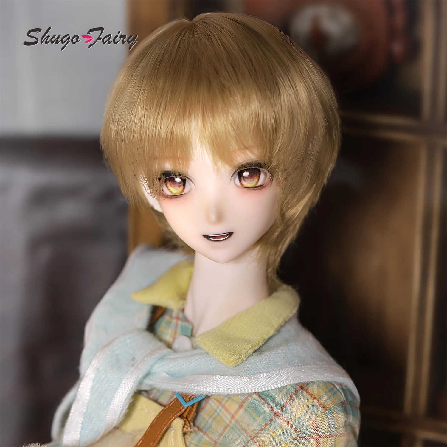 

Кукла BJD ShugaFairy Theo A, полный комплект 1/4, голова в аниме-стиле, молодежное мужское тело Bubo, клетчатый топ, наряд с подтяжками, шарнирная кукла