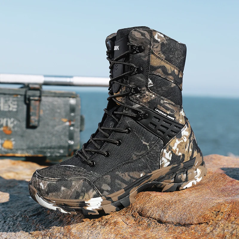 

Новинка 2025 года, мужская походная обувь, большие размеры 46, 47, уличная прогулочная обувь, мужские противоскользящие охотничьи ботинки, мужская треккинговая обувь