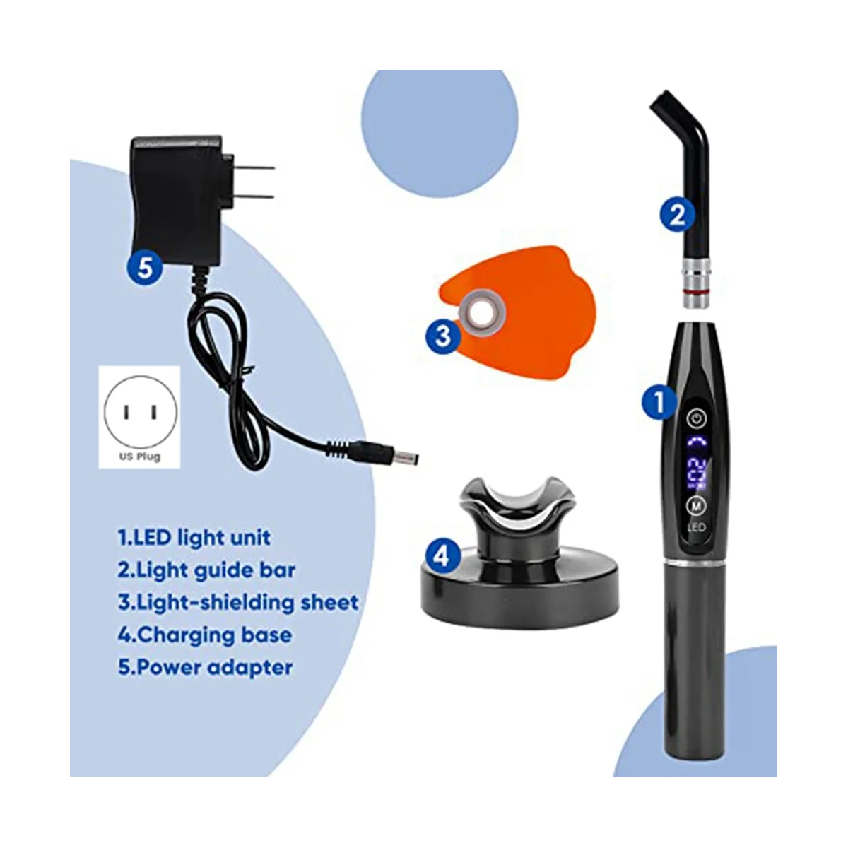 조절식 LED 램프 장치, 경화 조명, 최신 충전식 키트, LED 경화 조명 램프, US 플러그