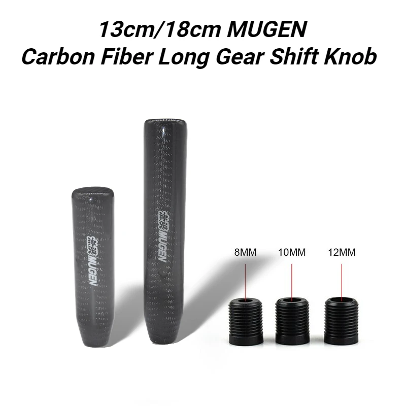 Universal Carbon Fiber Long Gear Shift Knob 13cm 18cm MUGEN Manual Transmission Gear Stick Head Shifter Lever Handle New
