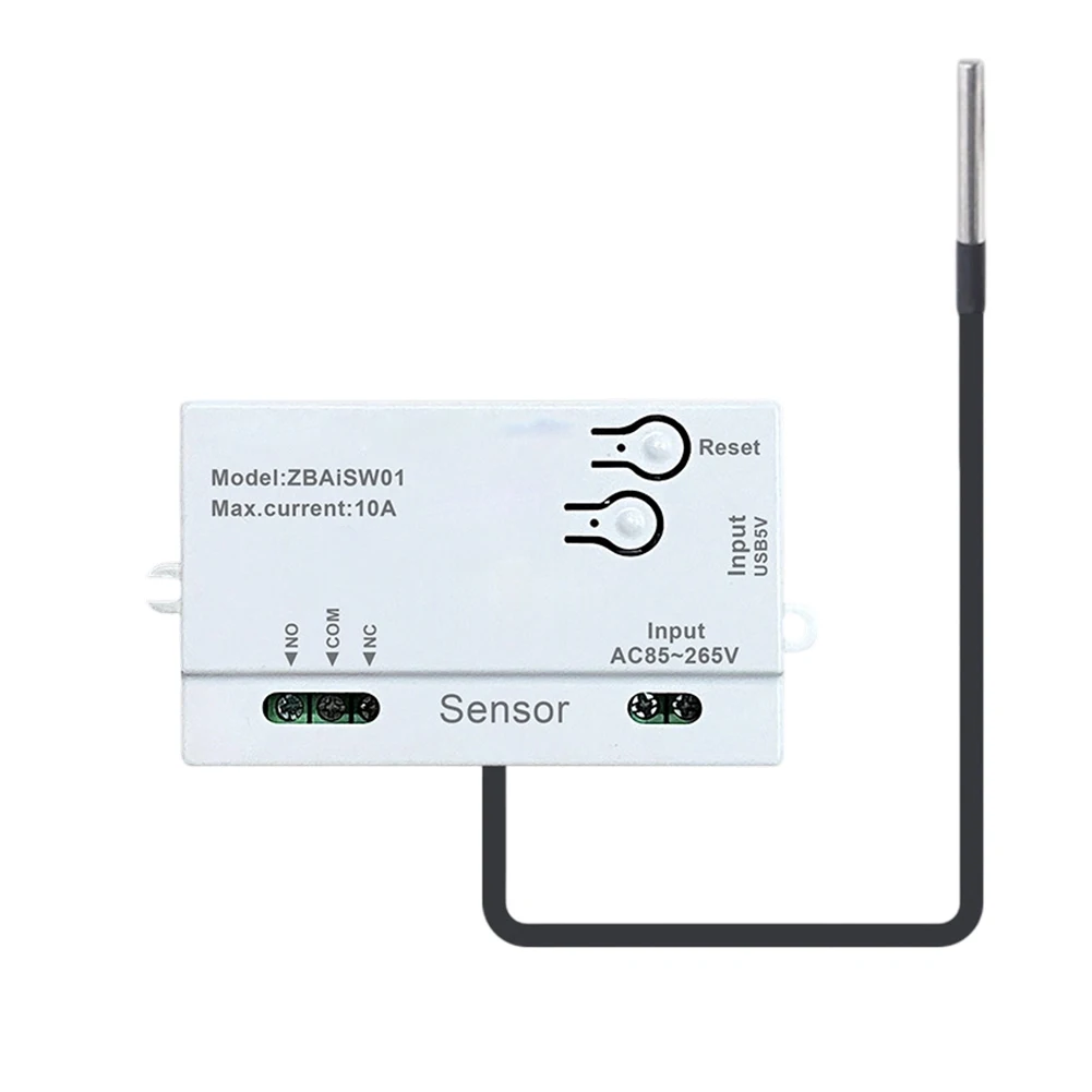 

For Zigbee Temperature Monitoring Unit with Waterproof Probe for Tuya Smart Home AC85-265V USB5V 10A 86x46x24mm