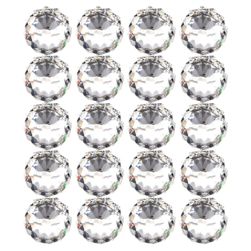 20X 40MM Feng Shui Faceted Decorating Crystal Pendant Ball(Clear)