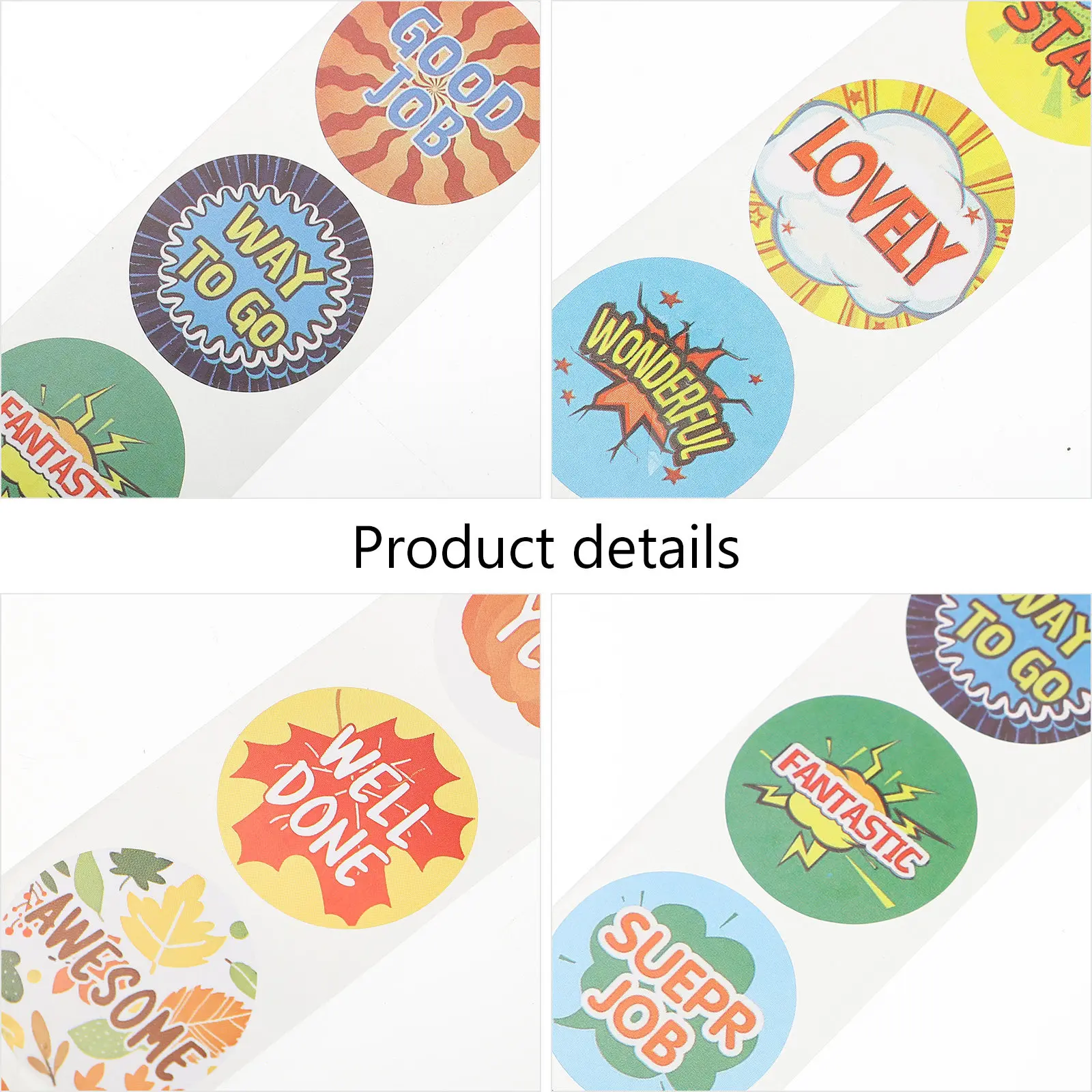4 Rolls Reward Stickers Round Assorted Designs Classroom Teacher Supplies Motivational Decals for Behavior Regulation