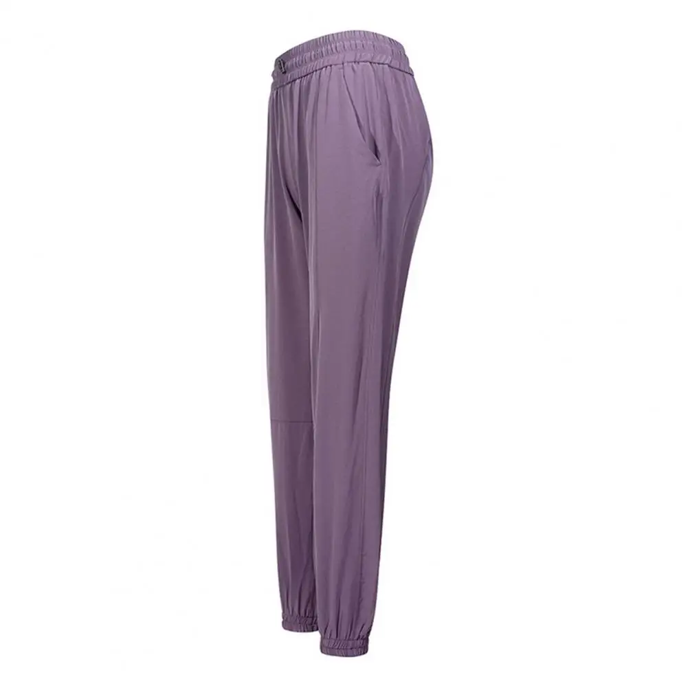 Women Long Trousers Soft Breathable Women's Drawstring Pants with Elastic Waist Quick Dry Pockets Ankle-banded for Comfort