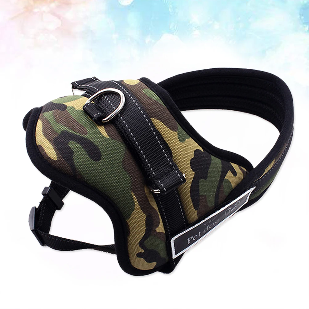 

Nylon Dog Harness Vest Breathable Mesh Pet Harness With Leash Attachments D Ring Camouflage Green M Chest Straps