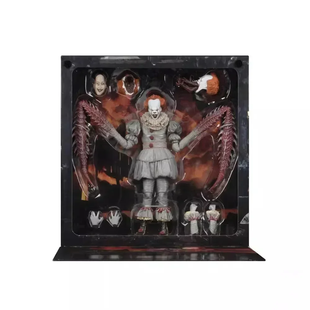 NECA Horror Figure Pennywise Clown Mask Dancing Clown Stephen King with Balloon Joint Activity Figure Model Toy Halloween Gift