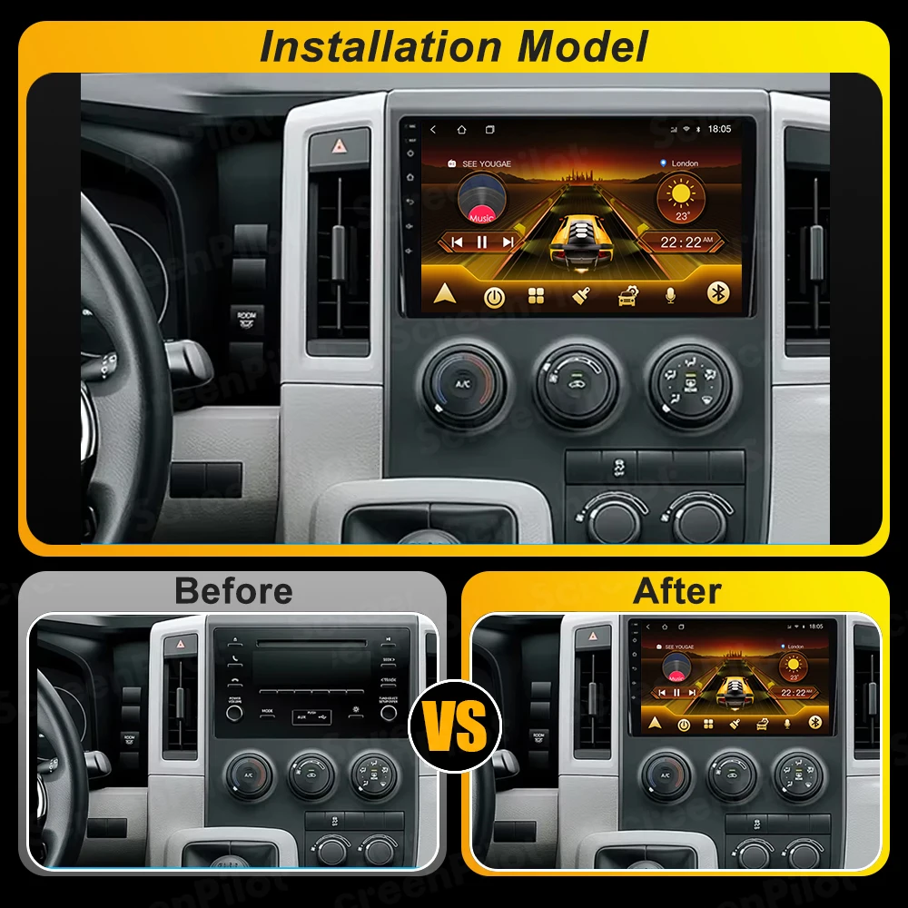 Car Android For Toyota Hiace H300 VI 6 GranAce I 1 2019 2020 2021 2022 Multimedia Video Player  Carplay  Touch Screen RDS Wifi