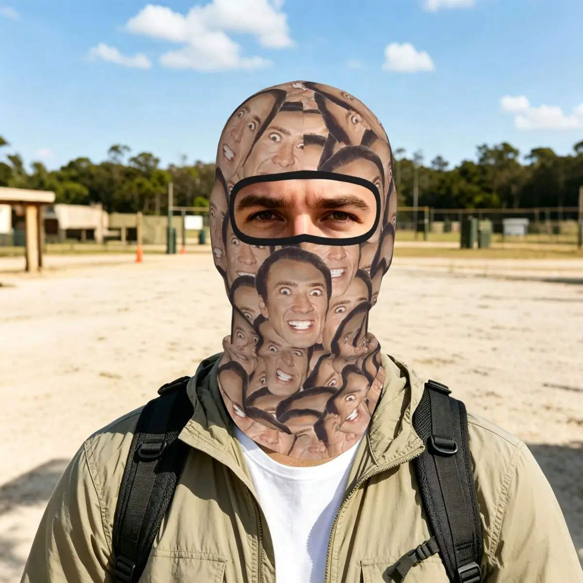 Nicolas Cage Meme Breathable Thin Balaclava Full Face Mask Sun Protection Neck Gaiter For Motorcycle Cycling