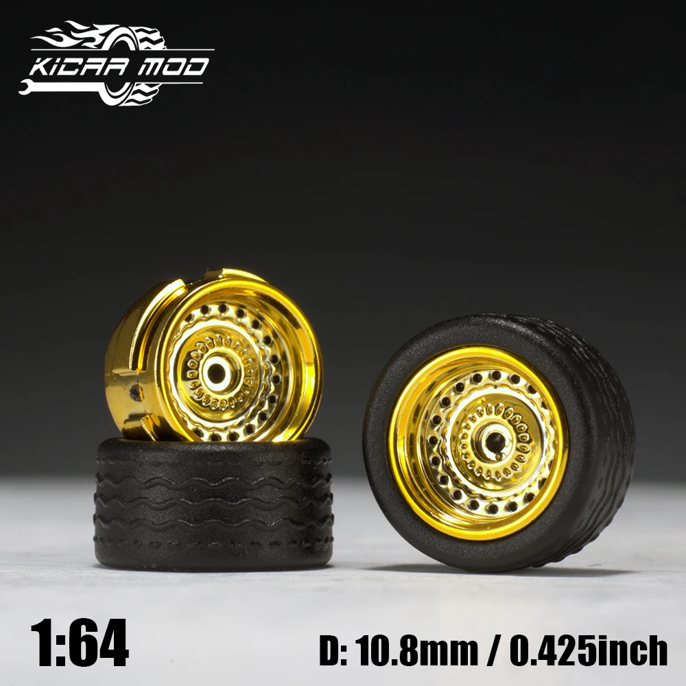 

1/64 Model Car Wheels with Rubber Detachable Tires Closed Spoke Refitting Parts for Diecast Toy Hot Wheels Matchbox D:11mm 1 Set
