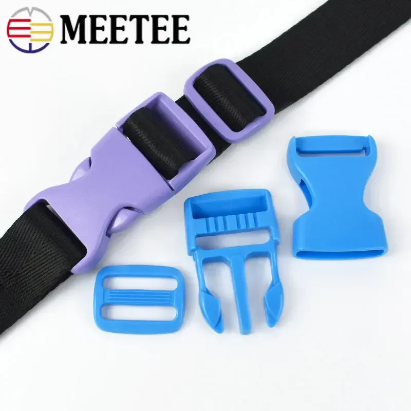 2/5Sets 15/20/25mm Colored Plastic Webbing Adjust Buckle Tri-Glide Slide Release Clasp Backpack Belt Pet Collar Hook Material