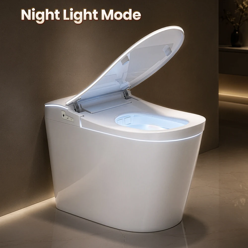 Sanyipace Foot Kick Sensor Smart Toilet and Bidet Build-in Tank Instant Warm Water Rear Female Wash with Fragrance Tablet Auto Flush Toilet Seat