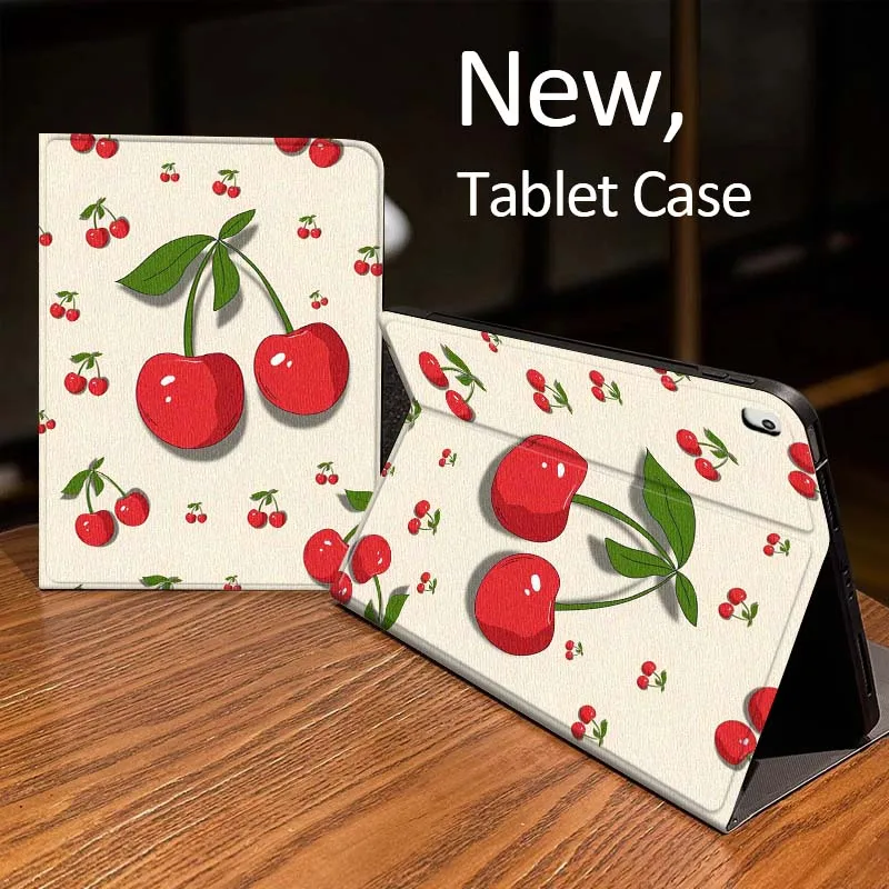 

Cartoon Cherry Check Pattern For iPad Pro mini Air 1 2 4 3 5 6 7 8gen 9gen 11 M2 M3 M4 6th 7th 10th 11th Gen 2025 Tablet Case